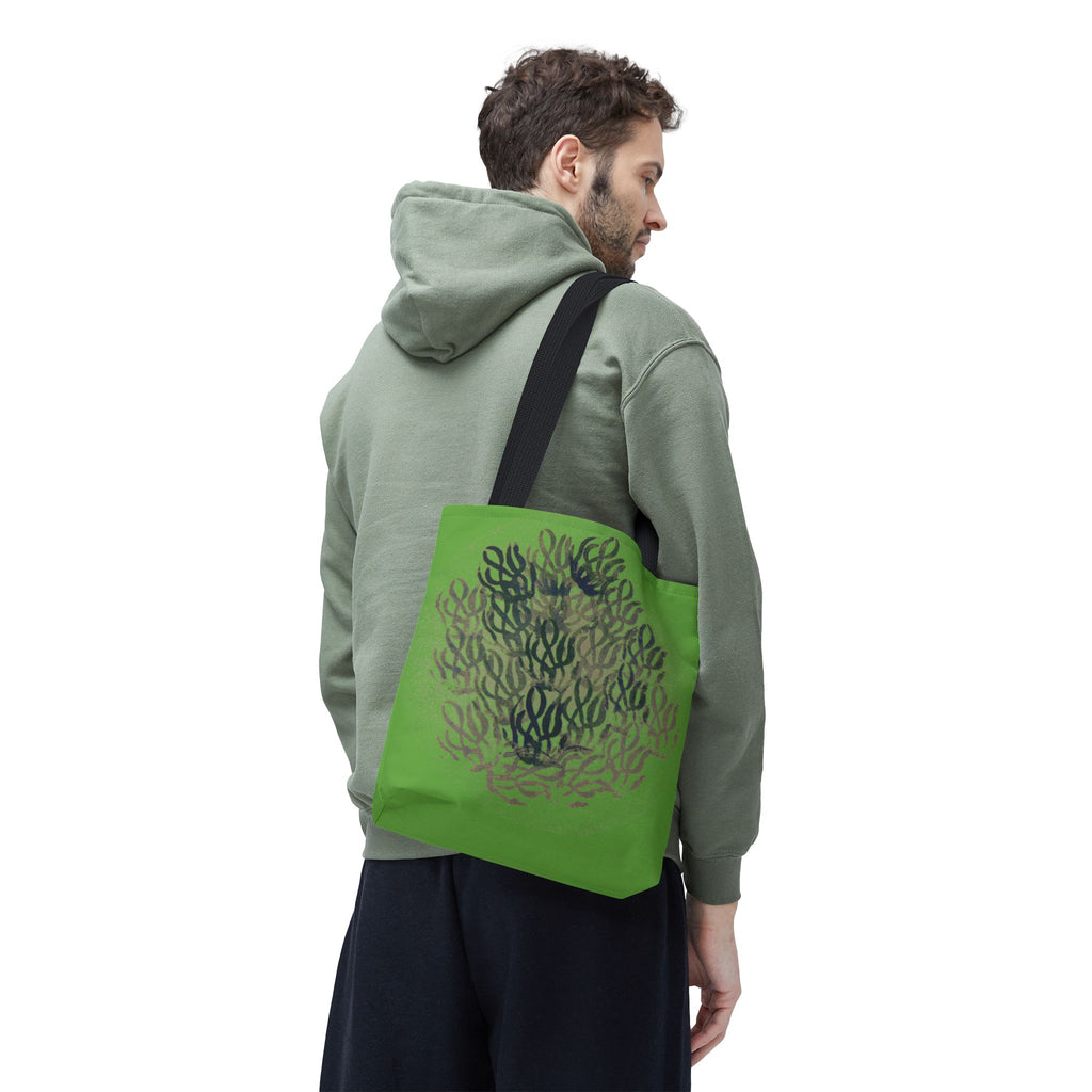 Green Abstract Coral Tote Bag – Ocean-Inspired All-Over Print Tote