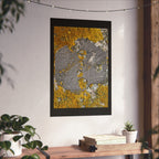Lichen Texture Matte Poster — Yellow & Gray Nature Wall Art