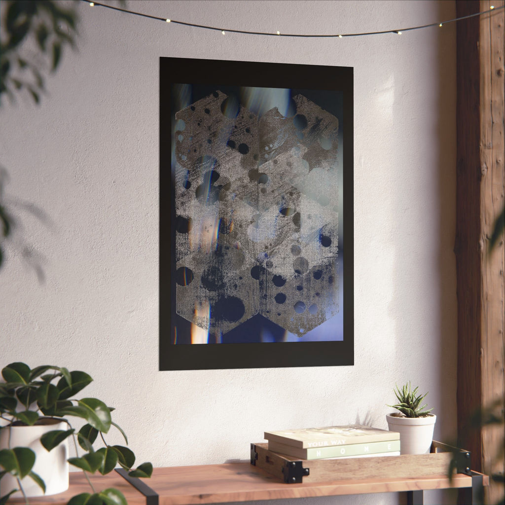 Abstract Geometric Matte Poster — Blue Hexagon Pattern Art Print