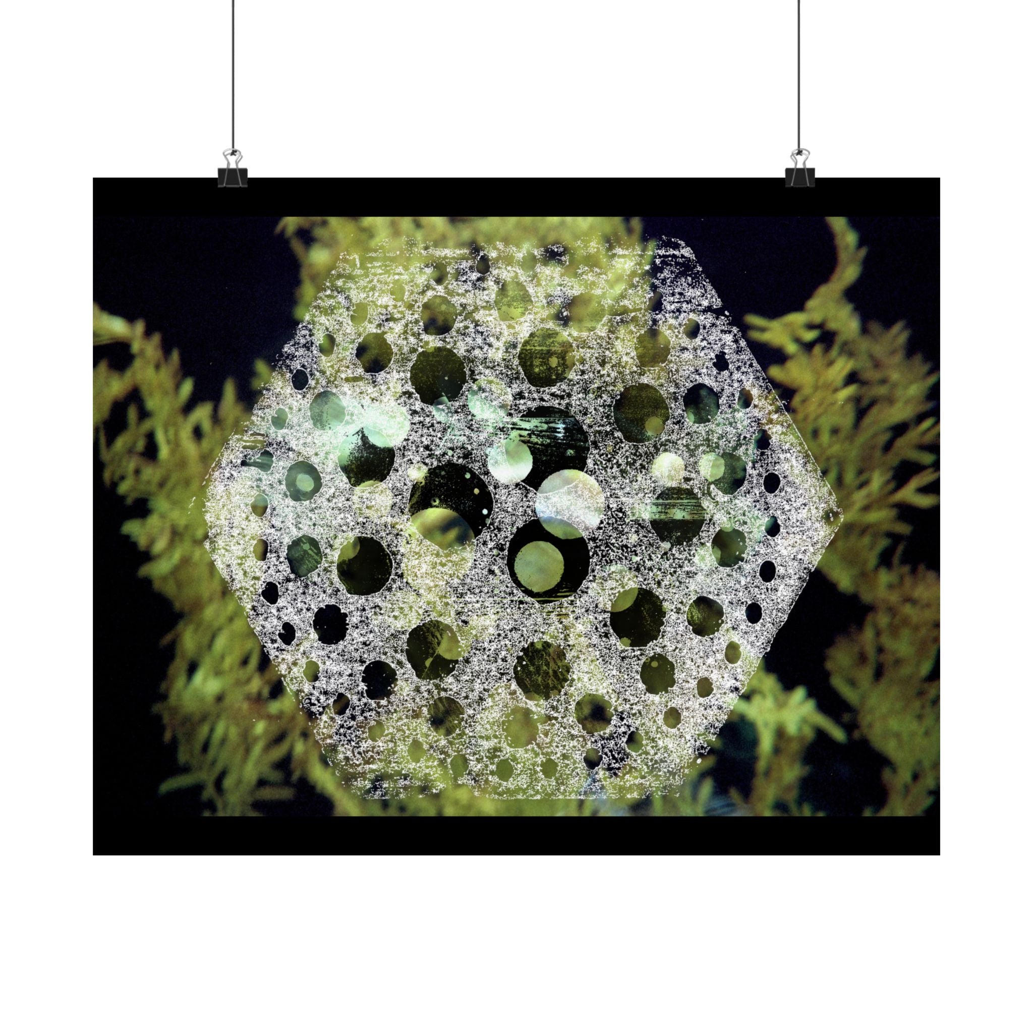Abstract Green Bubble Art Poster — Matte Horizontal Wall Print
