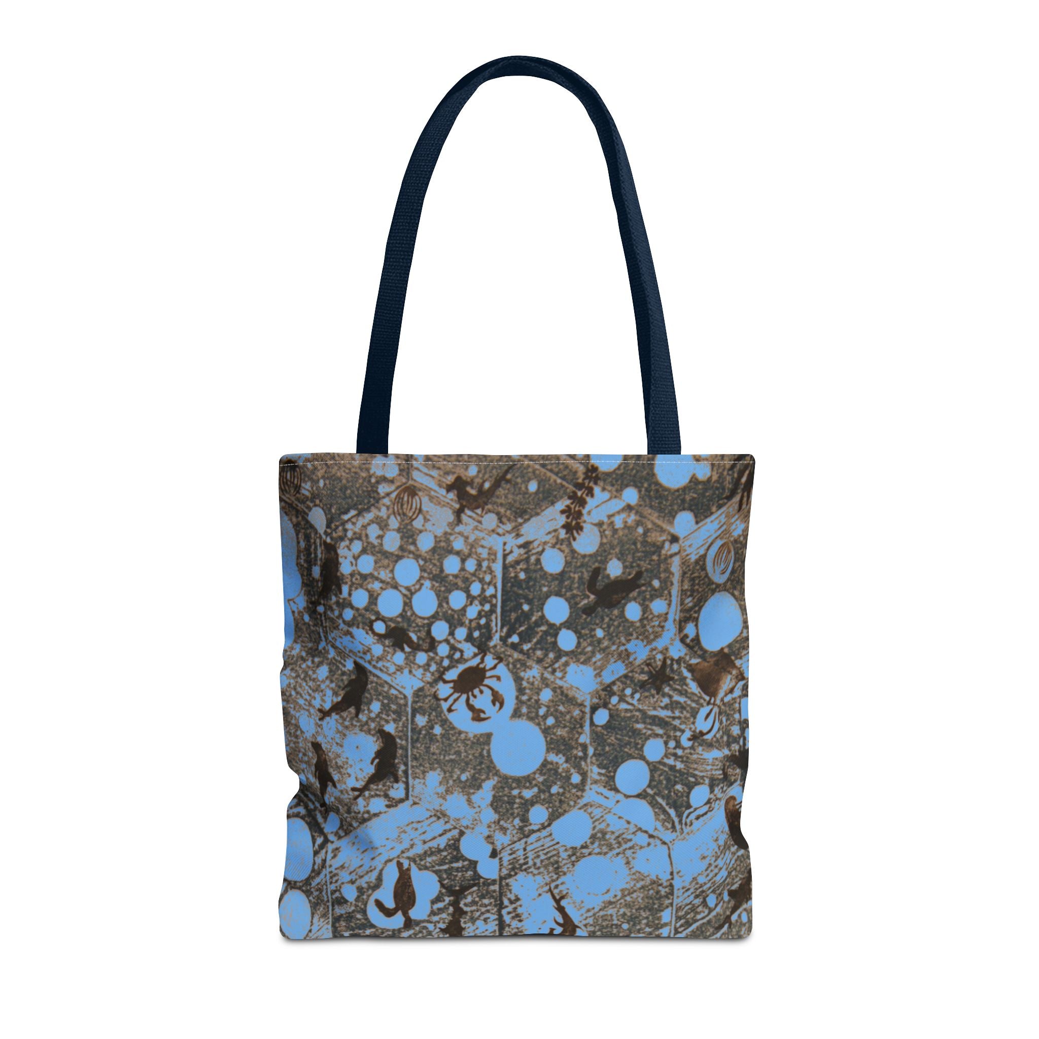 Abstract Blue Splatter Tote Bag - Artistic All-Over Print