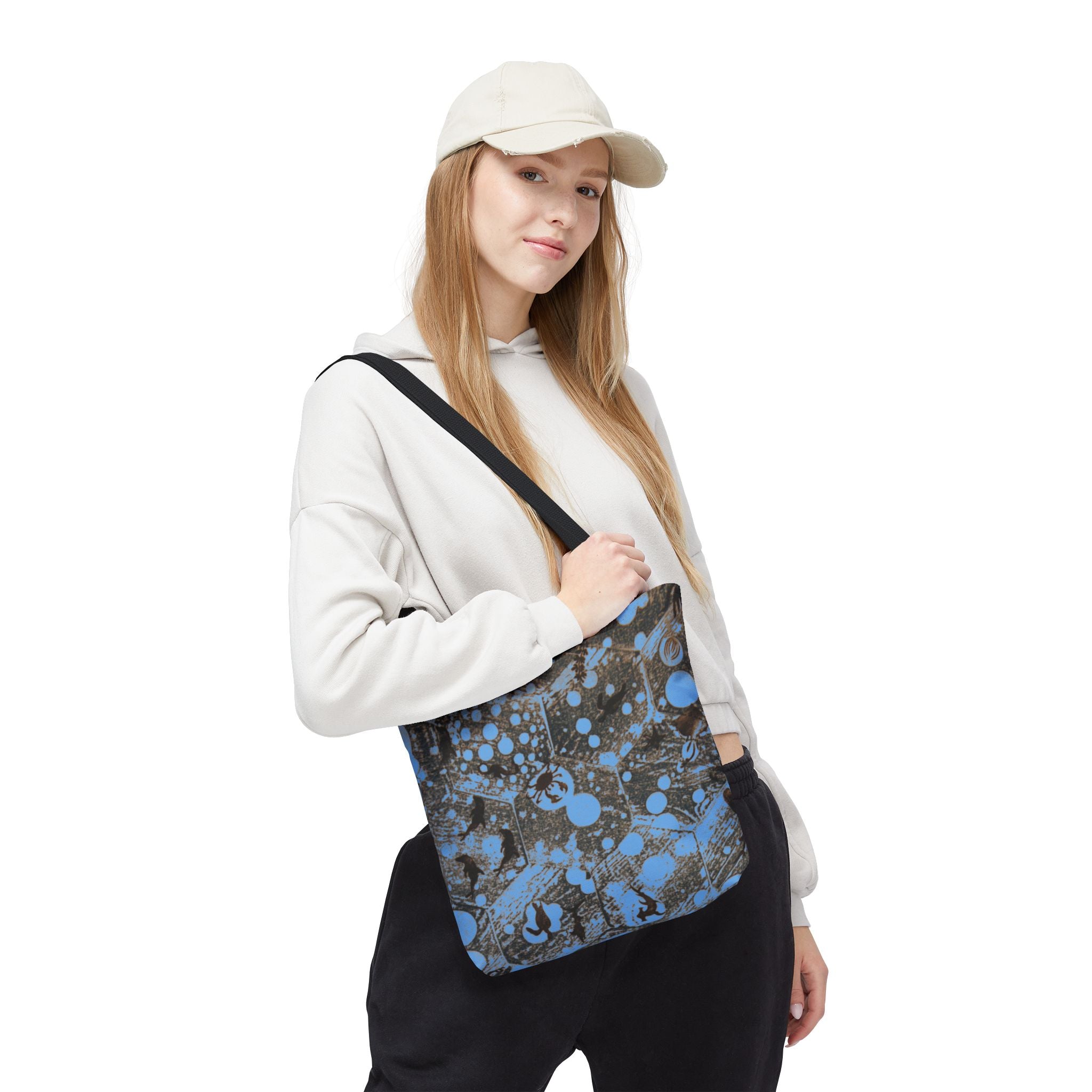 Abstract Blue Splatter Tote Bag - Artistic All-Over Print