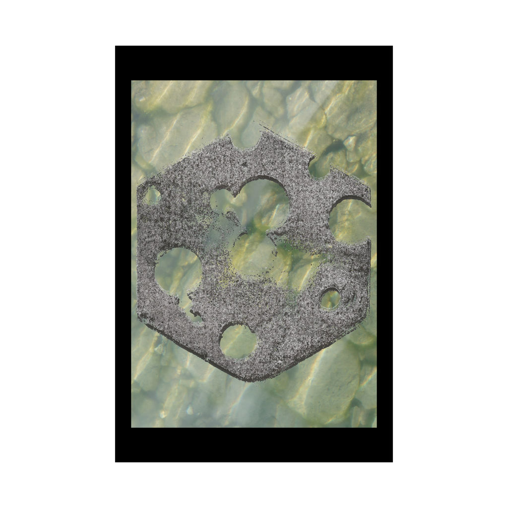 Matte Poster — Abstract Stone Hex Emblem on Green Marble Background