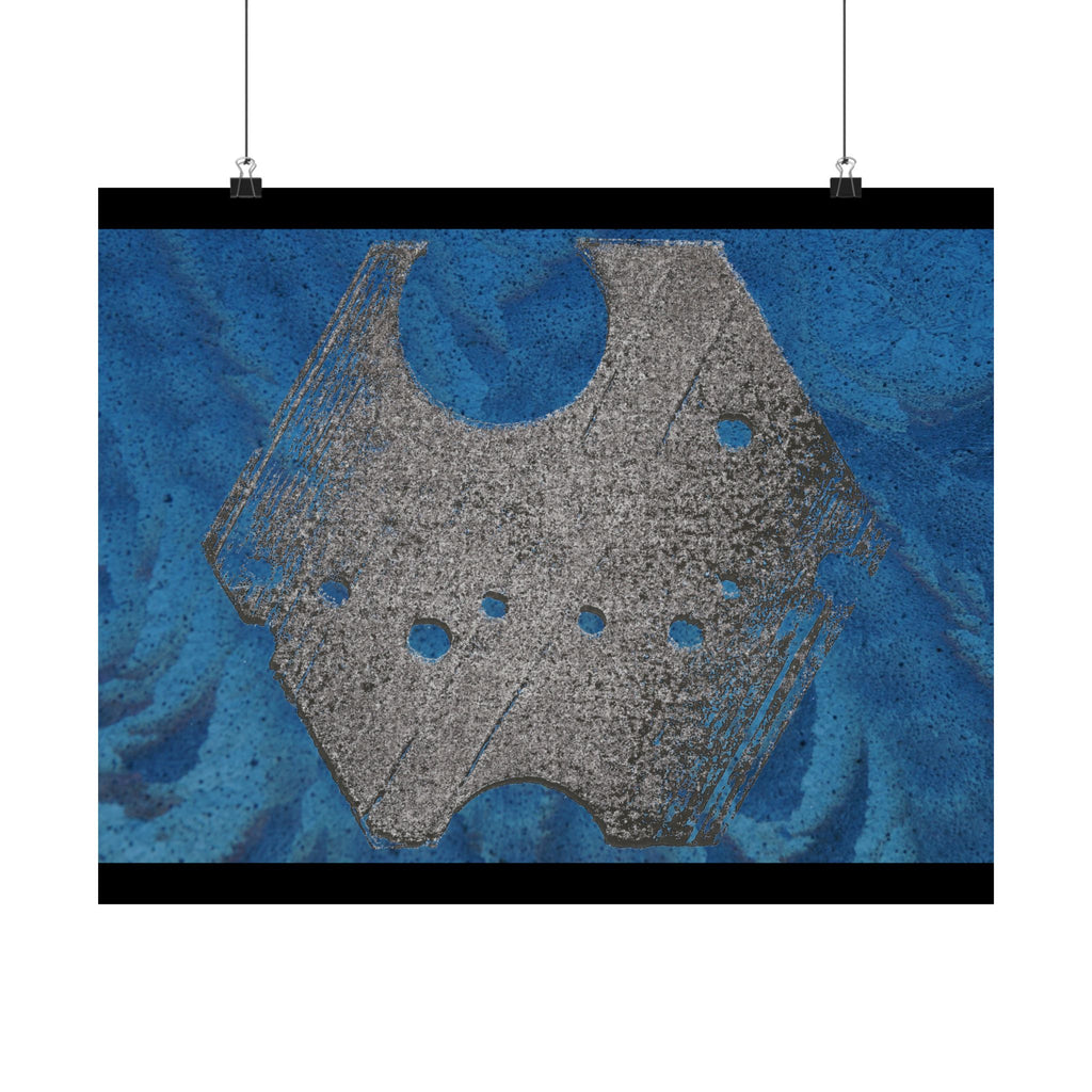 Abstract Blue Texture with Metallic Geometric Shape Poster