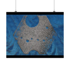 Abstract Blue Texture with Metallic Geometric Shape Poster