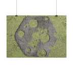 Mossy Moon Crater Horizontal Poster — Botanical Green Lunar Wall Art