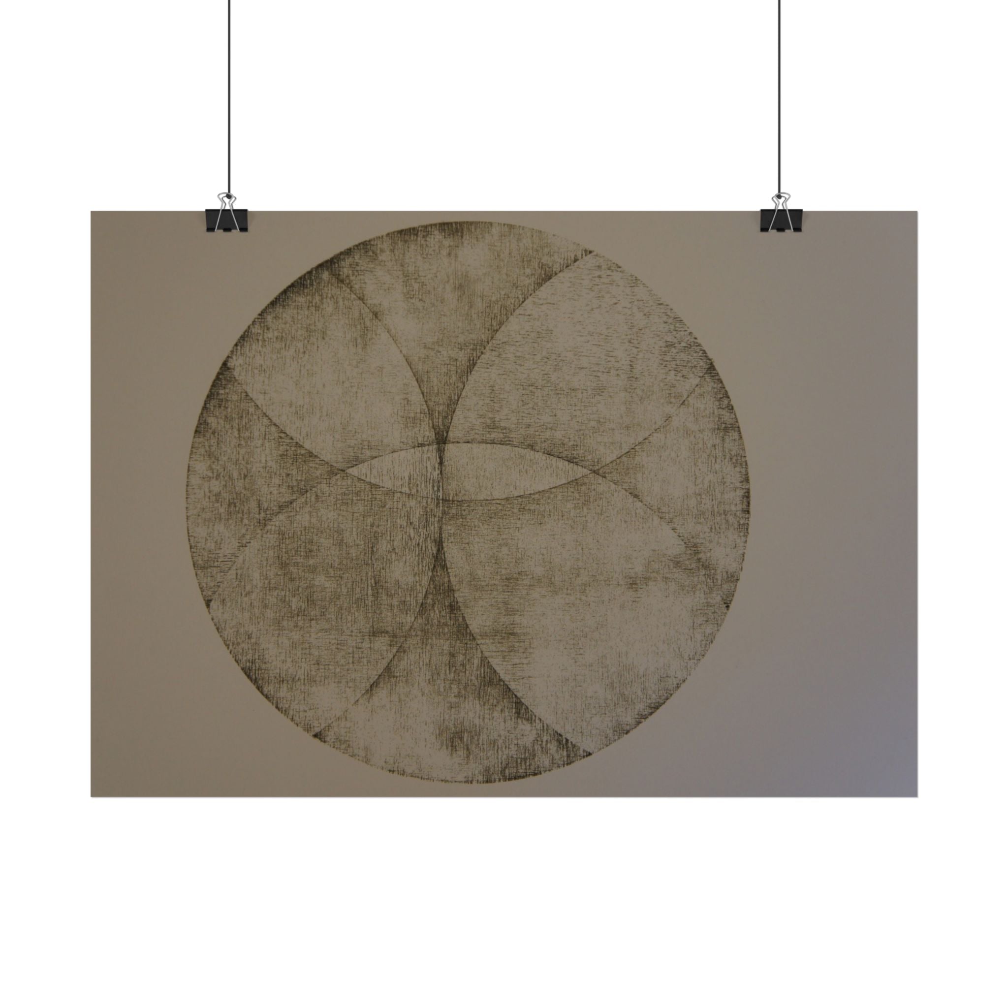 Geometrische cirkel kunstposter — Minimalistische vintage textuur muurprint 