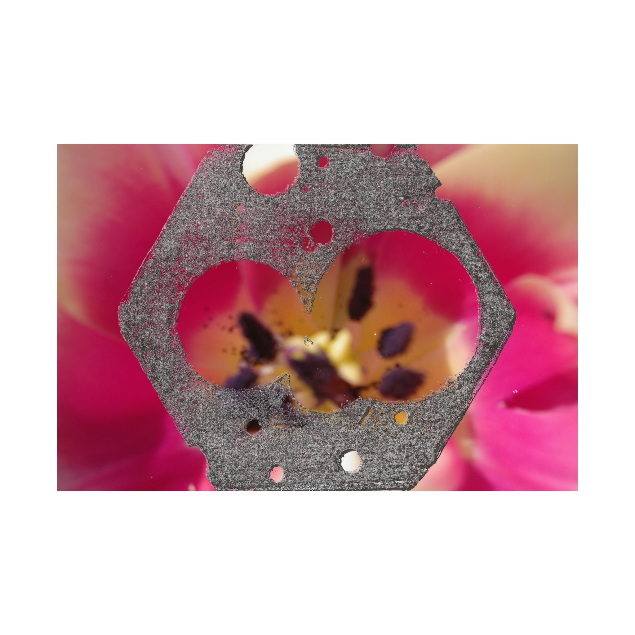 Abstract Floral Geometry Matte Horizontal Poster | Pink Bloom, Hex Cutout