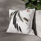 Feather Brushstroke Decorative Pillowcase — Minimal Zen Accent Cushion