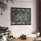 Abstracte zeshoekige poster in aquamatte kleur 