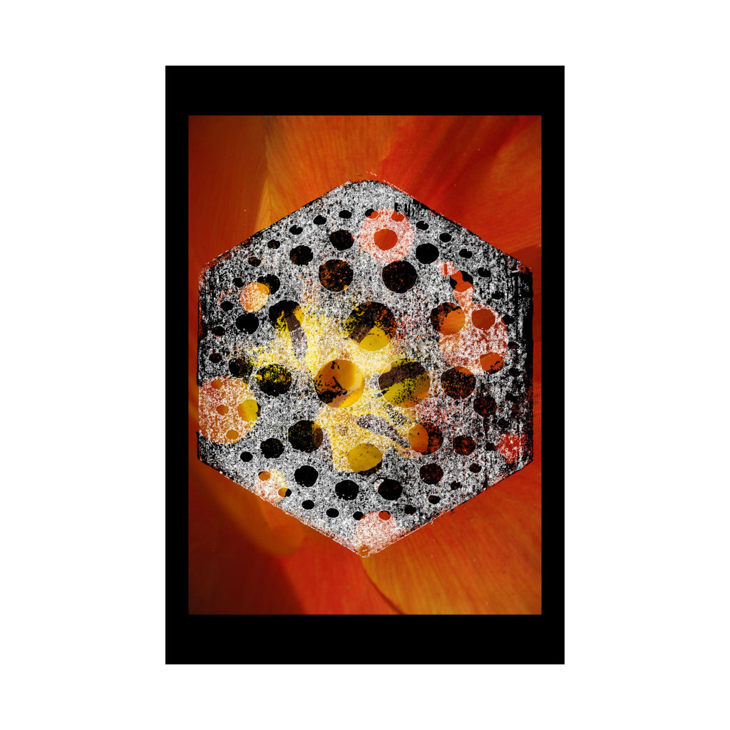 Abstract Hexagon Floral Poster — Matte Vertical Art Print