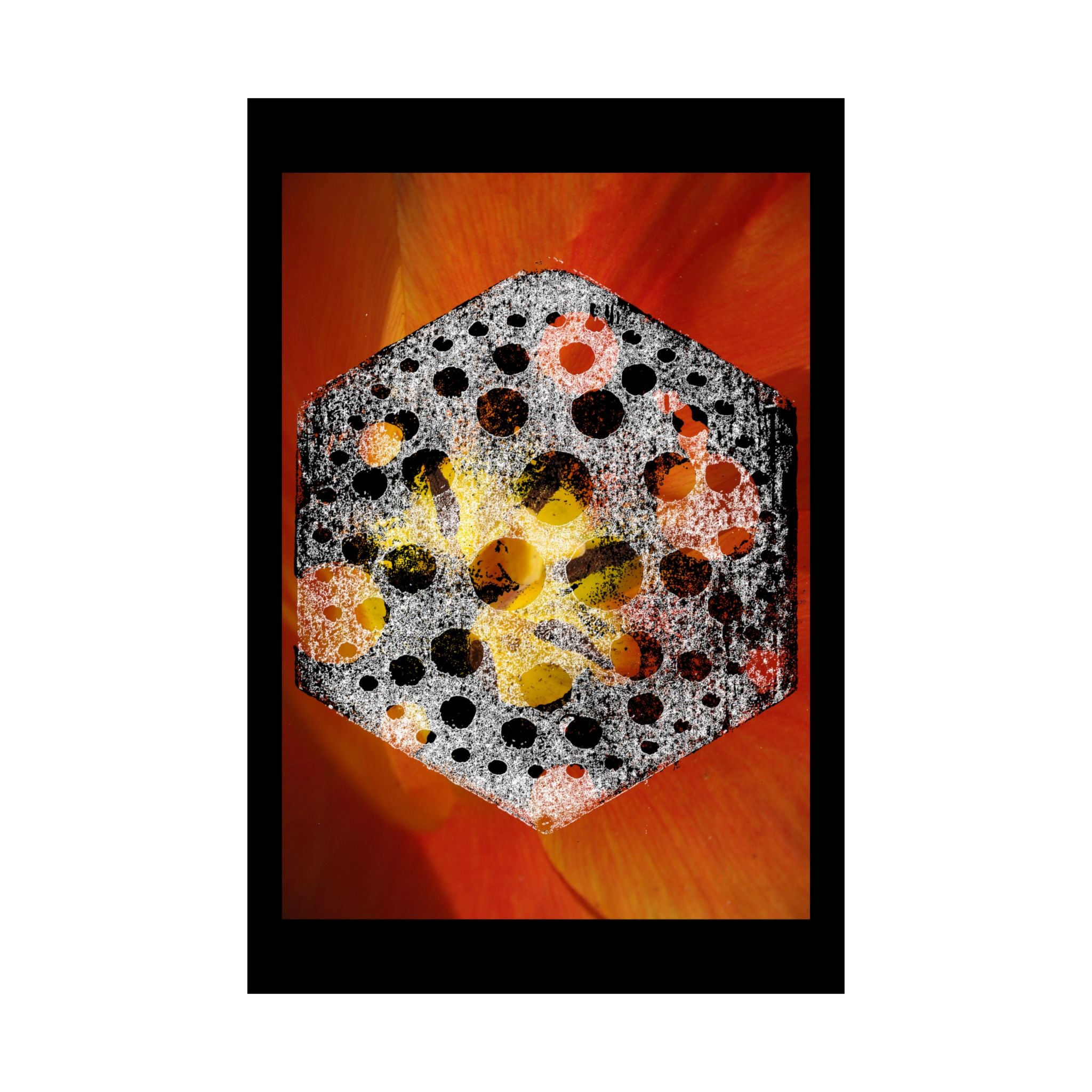 Abstract Hexagon Floral Poster — Matte Vertical Art Print