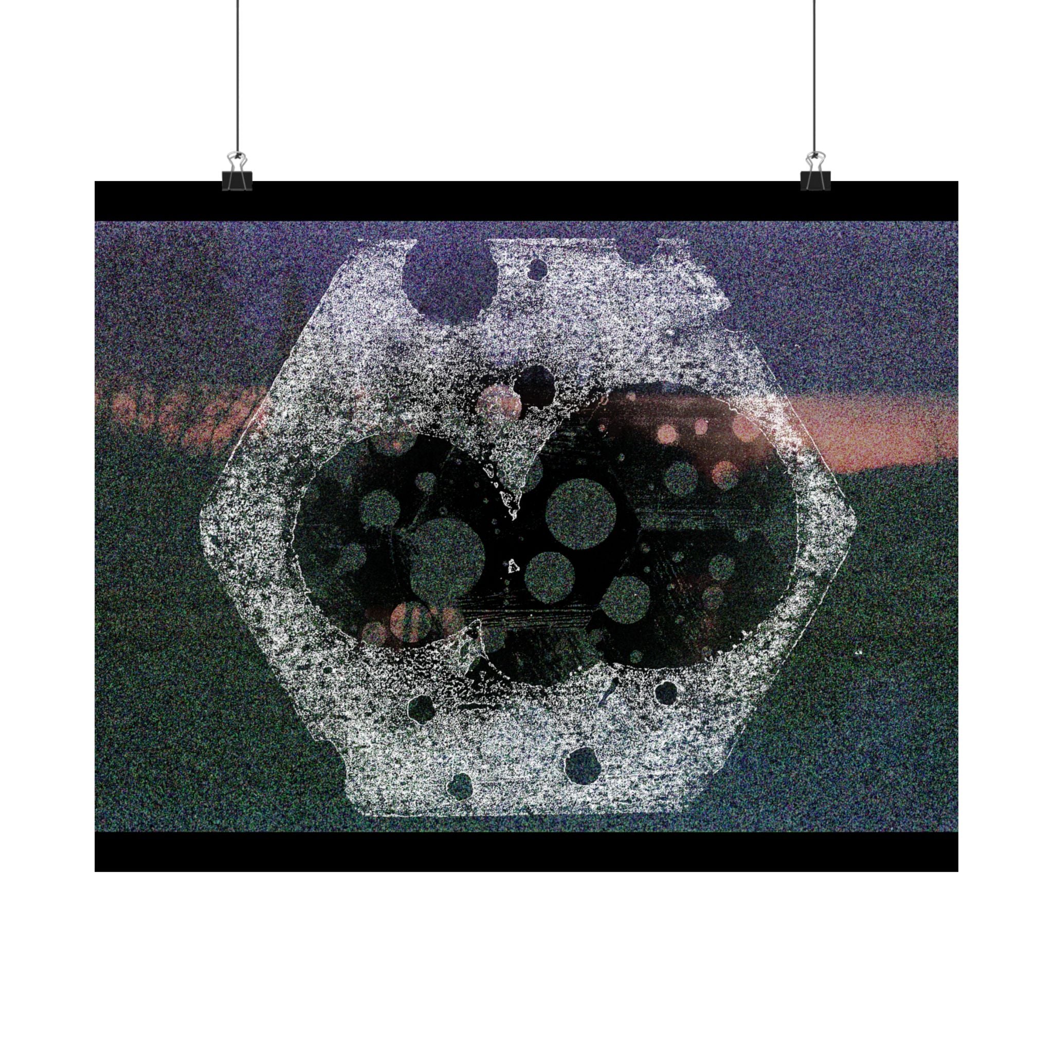 Abstract Celestial Hexagon Matte Poster — Moody Night Sky Art Print