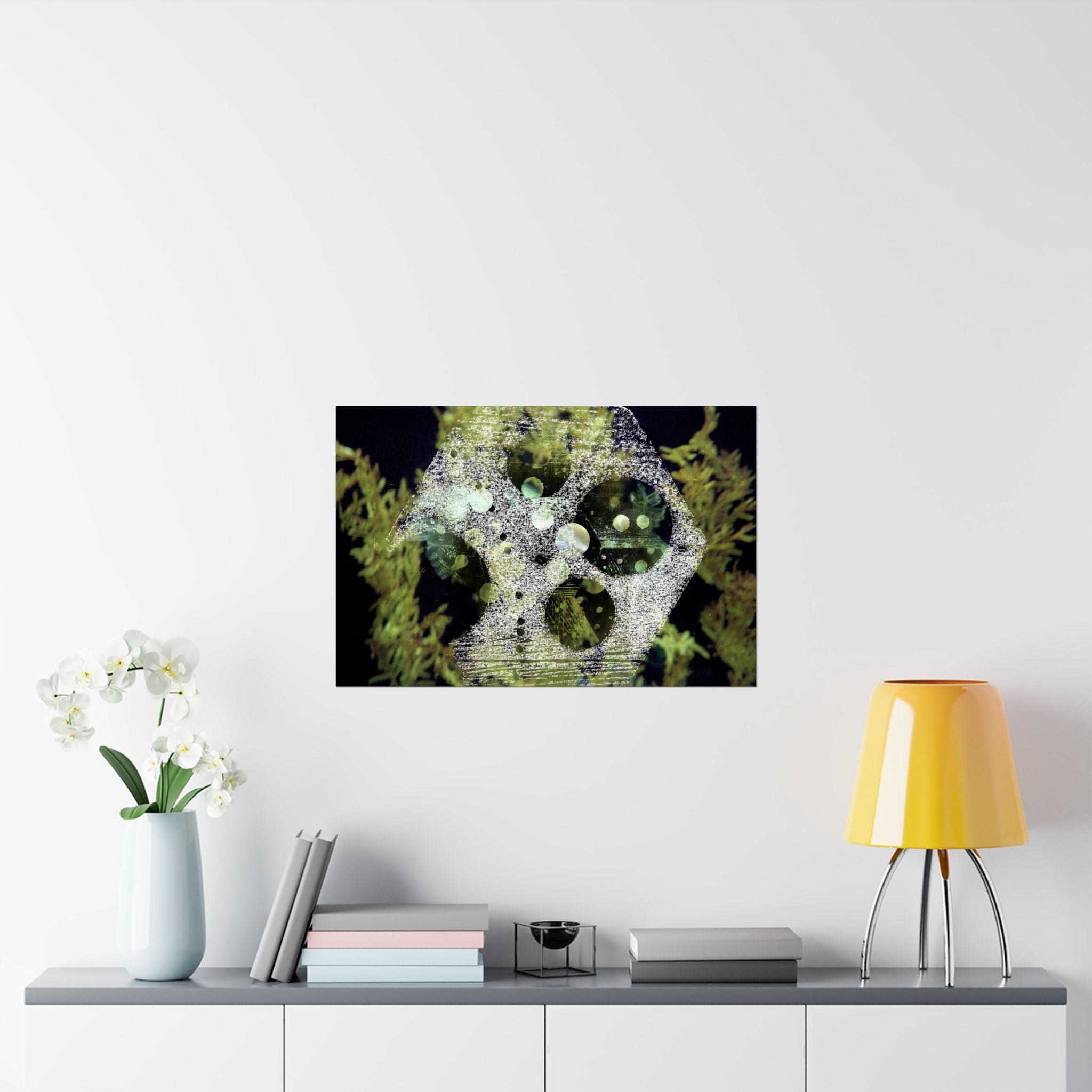 Abstracte poster met groen koraalrif, matte afwerking — Horizontale wanddecoratie geïnspireerd op de oceaan 