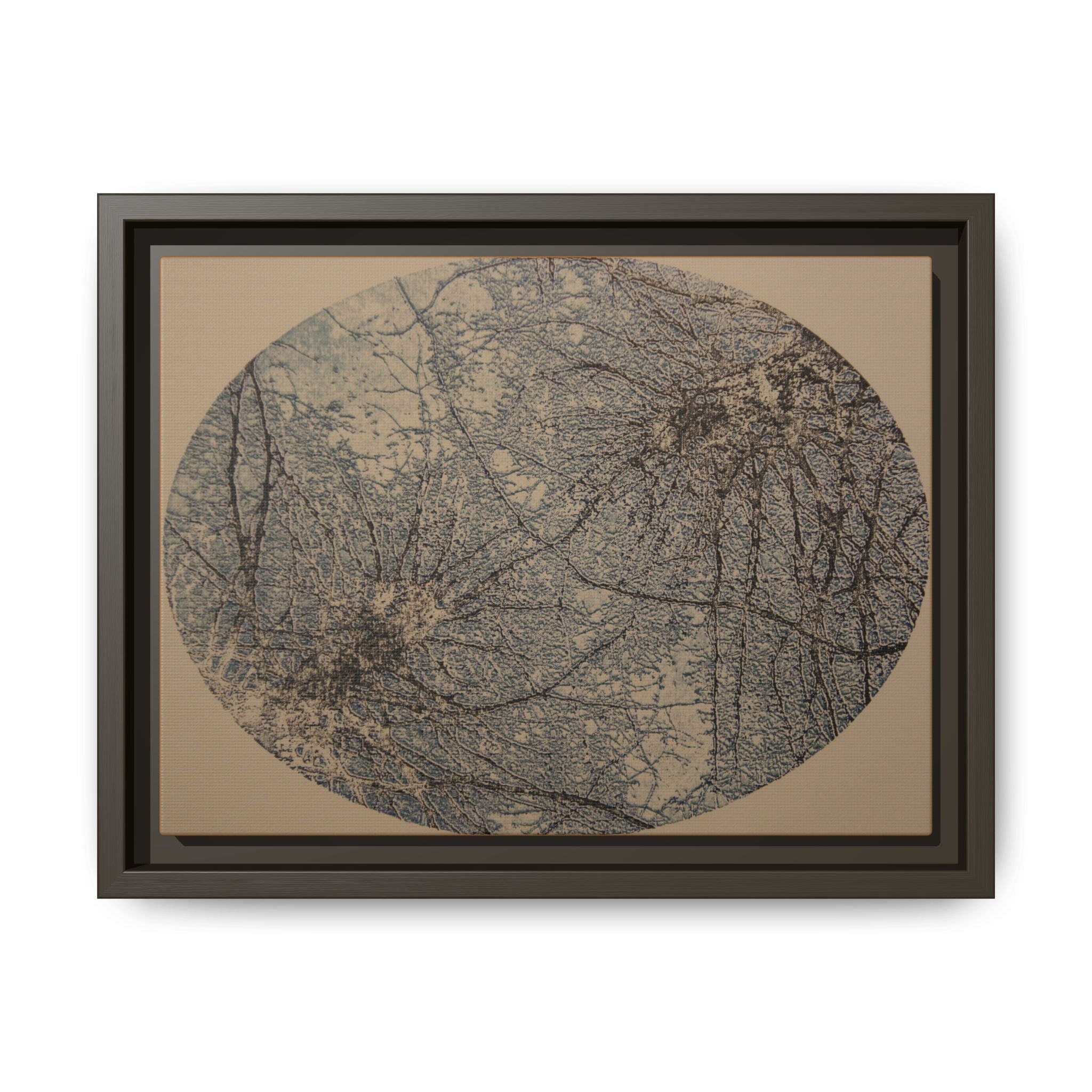 Framed Matte Canvas Art, no 09 — Twin Tree Wood-Carving Reproduction (Black, Dark Slate & Soothing Brown)