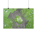 Dewy Leaf Macro Matte Horizontal Posters | Nature Water Droplet Wall Art