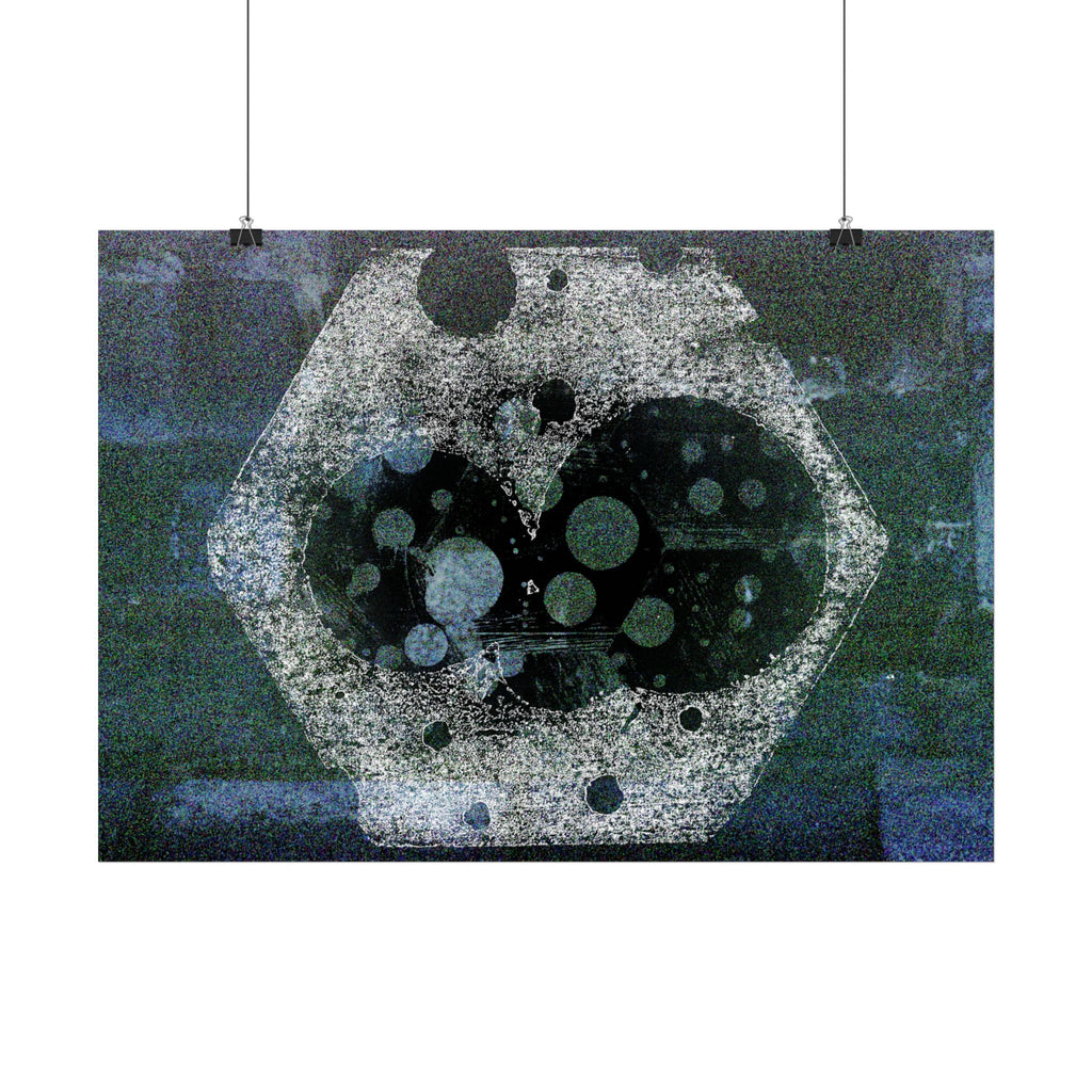 Abstract Hexagon Galaxy Poster — Blue Green Modern Wall Art