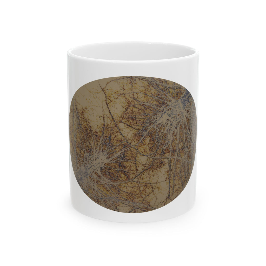 Rustieke keramische mok met bosbladmotief — Koffiekopje geïnspireerd op de natuur - nr. 38 