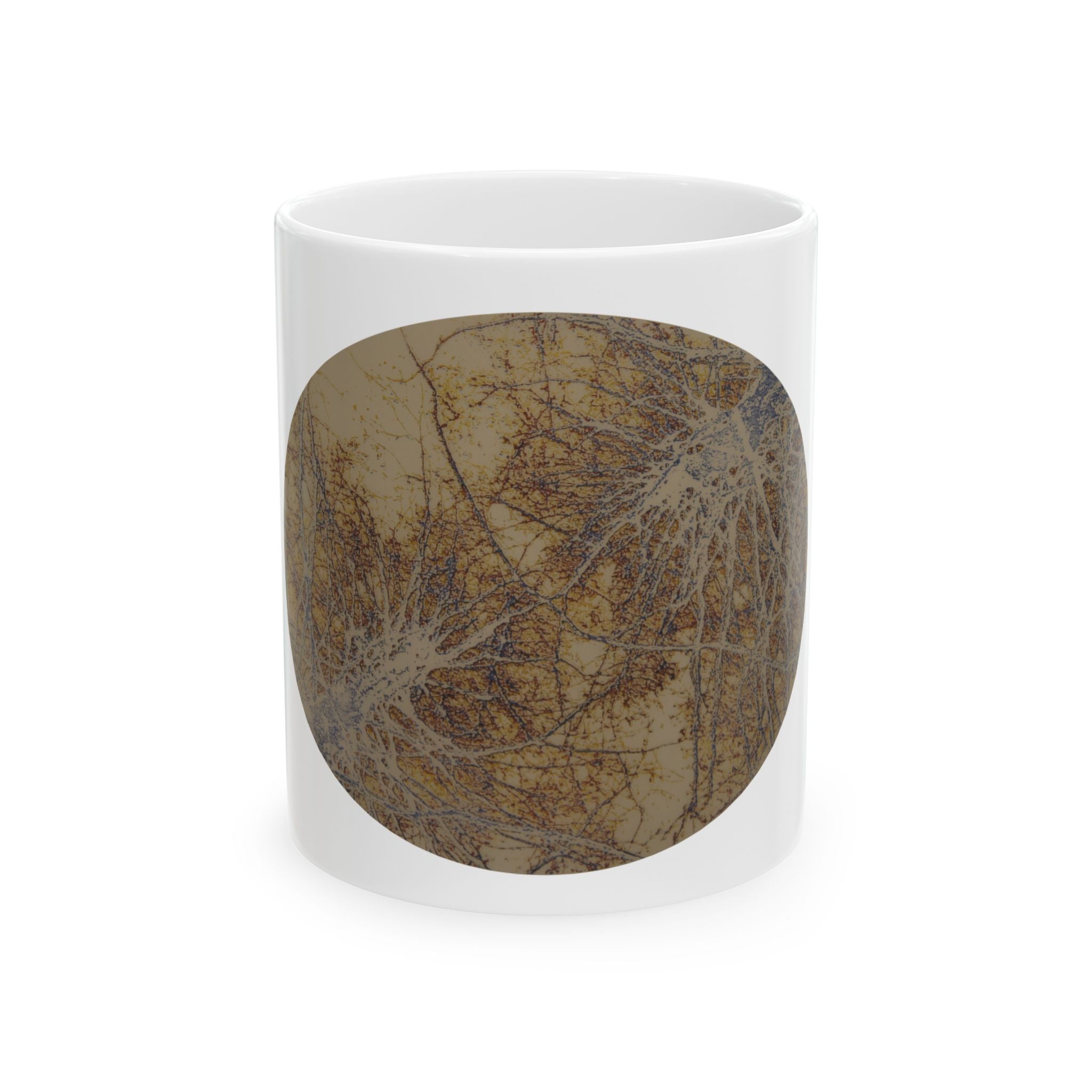 Rustieke keramische mok met bosbladmotief — Koffiekopje geïnspireerd op de natuur - nr. 38 