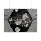 Horizontal Poster — Grunge Hexagon Moonprint (Black & Gray Abstract)