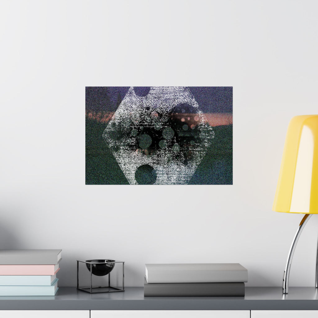 Abstract Hexagon Matte Poster — Grainy Nightscape Wall Art