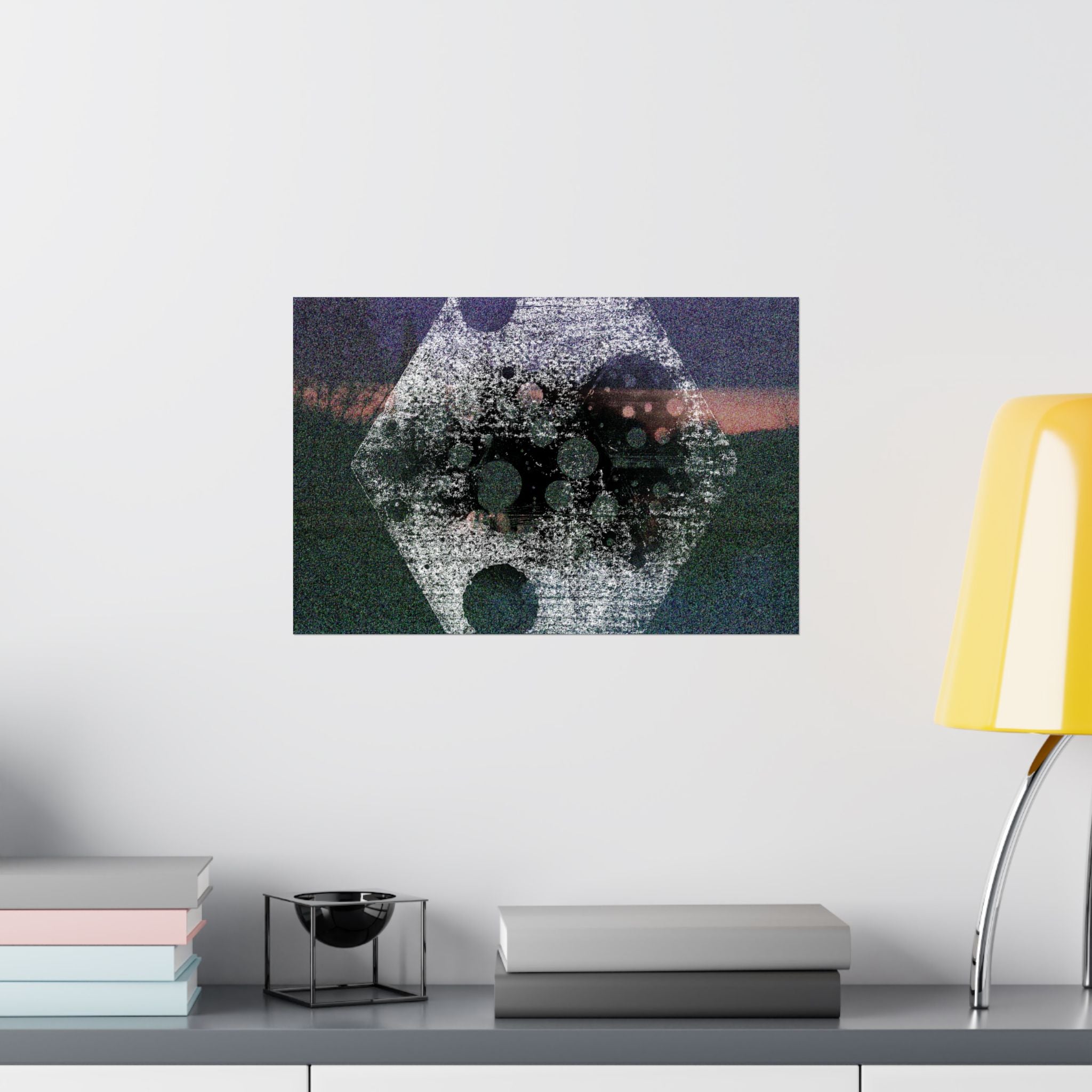 Abstract Hexagon Matte Poster — Grainy Nightscape Wall Art