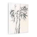 Bamboe-inktschilderij, matte canvasprint — Minimalistische Aziatische muurdecoratie 