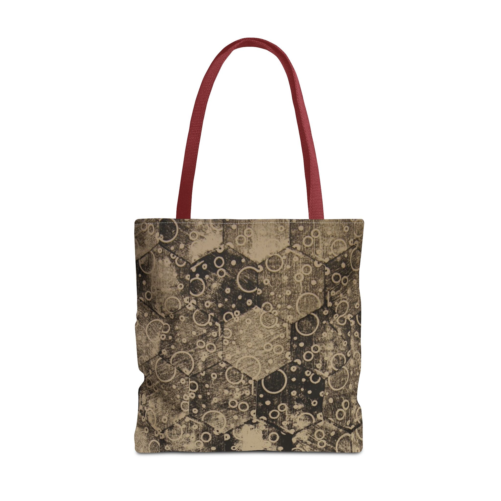 Vintage Hexagon Pattern Tote Bag – Sepia Geometric All-Over Print