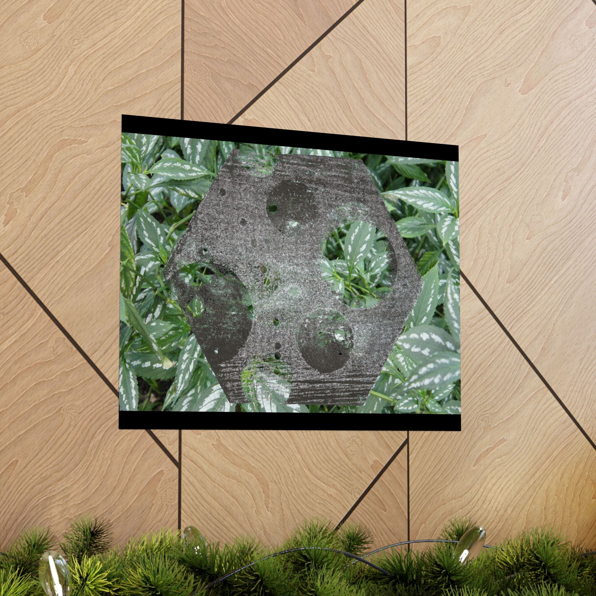 Botanical Hexagon Print Poster — Green Leaf Matte Horizontal Wall Art