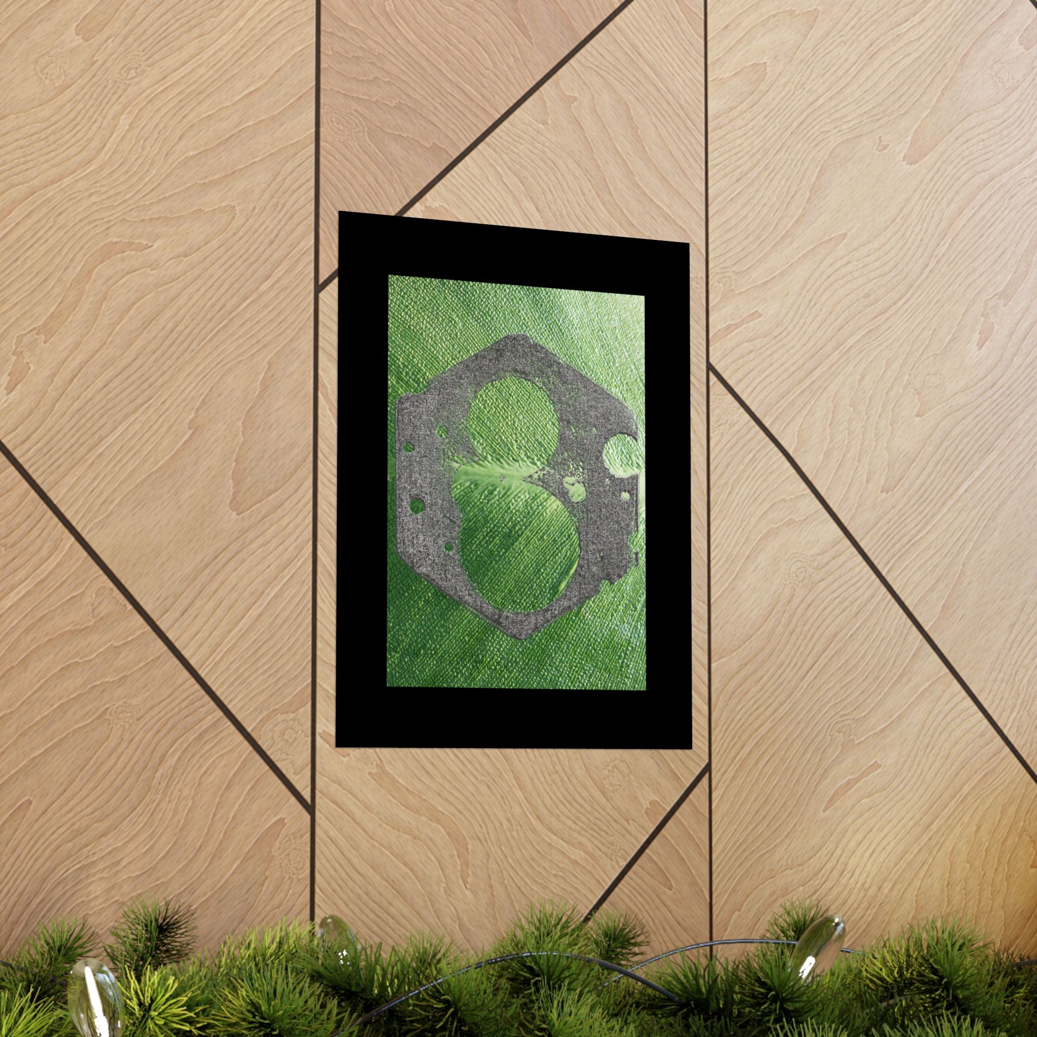 Industriële tandwielen kunst, matte verticale posters | Groene textuur, abstract 