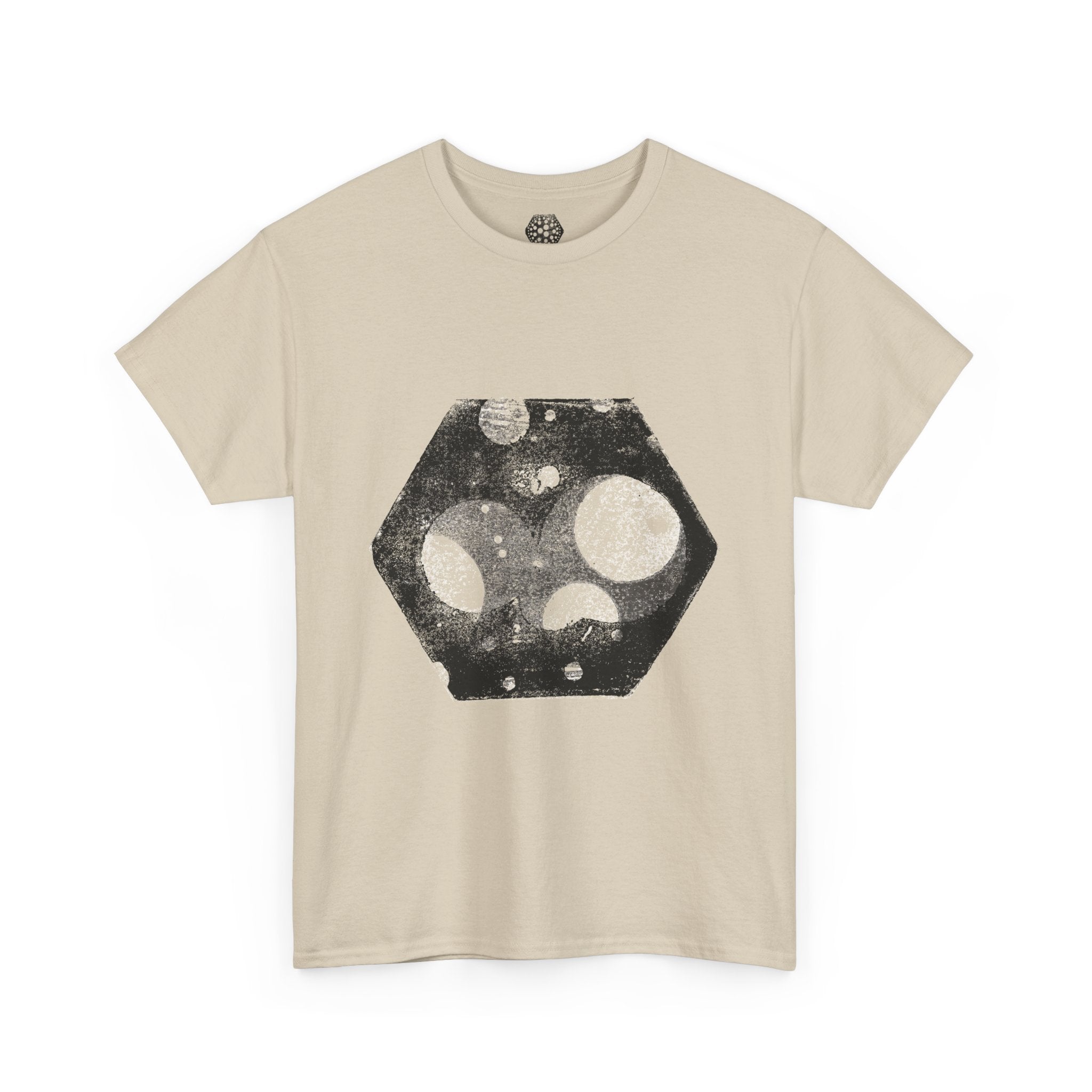 Hex Moon Graphic Tee — Distressed Space Cheese Vintage Astronomy T-Shirt