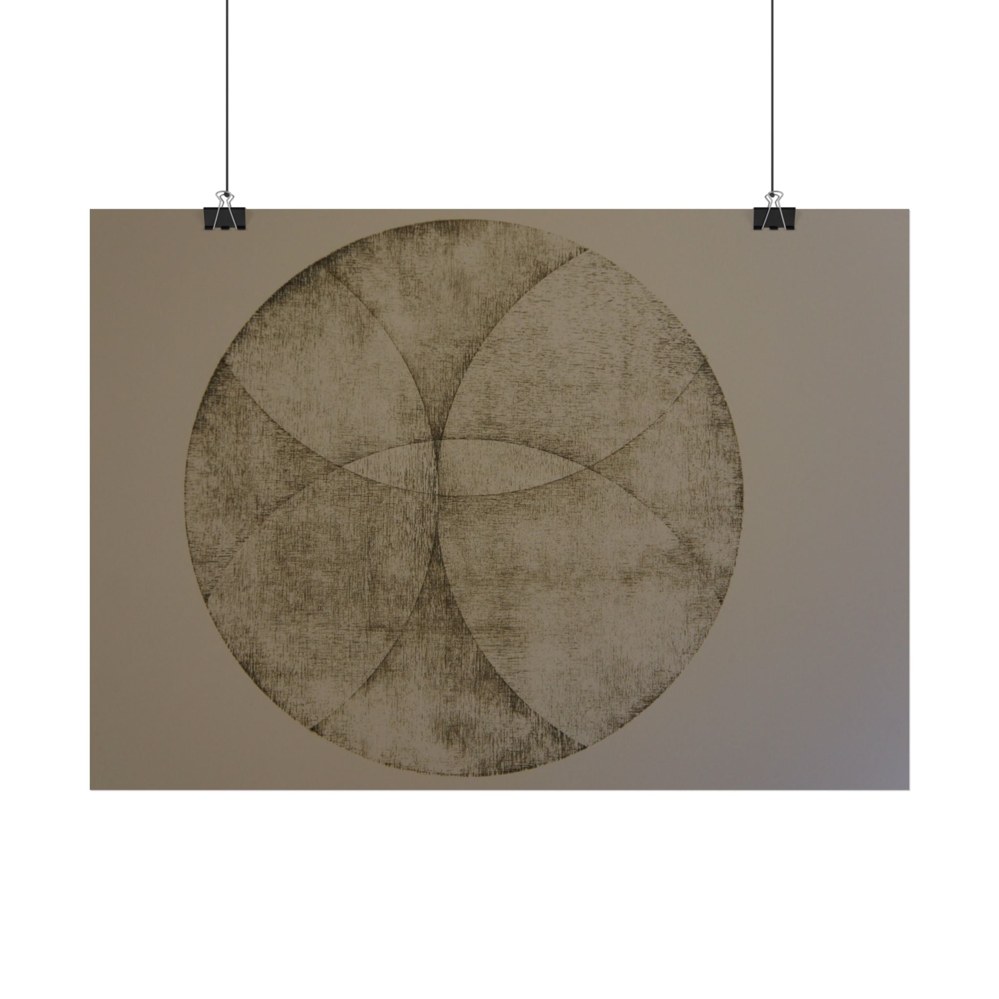 Geometrische cirkel kunstposter — Minimalistische vintage textuur muurprint 