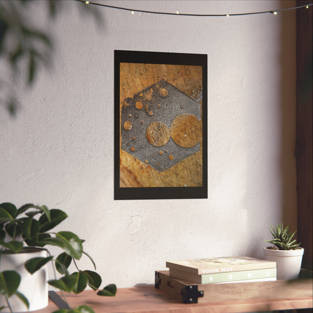 Rusty Hexagon Stencil Poster Matte Vertical Poster | Industrial Abstract Wall Art
