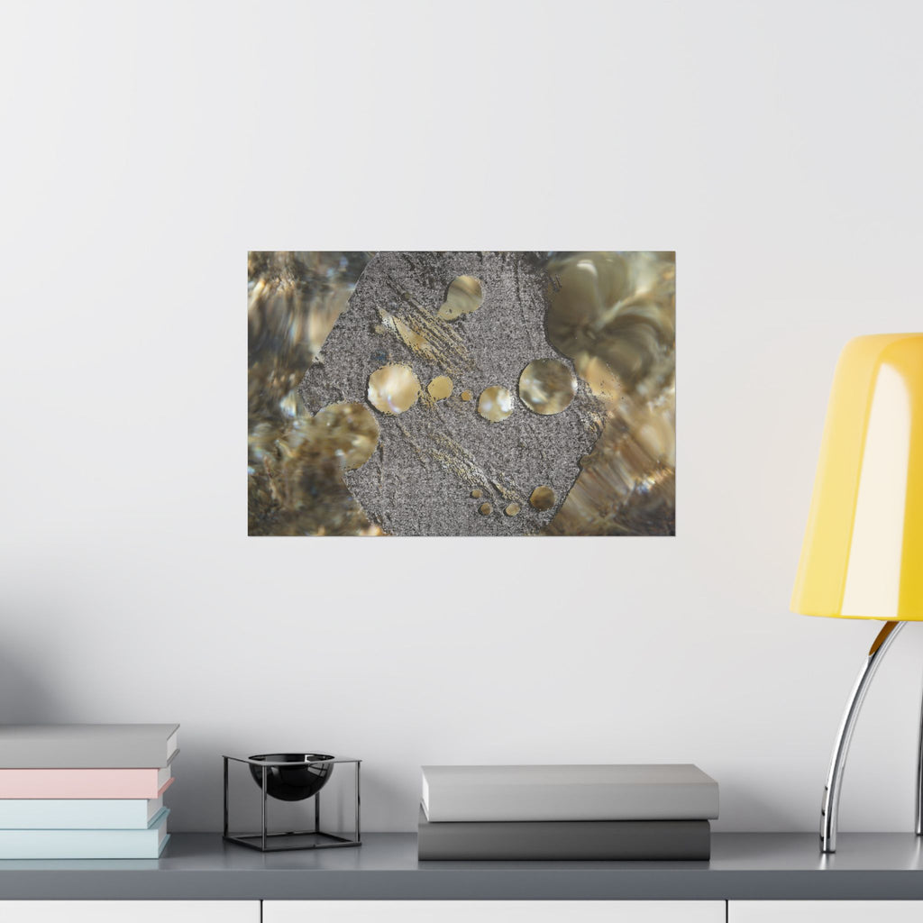 Matte horizontale poster — Abstracte muurdecoratie met water- en steentextuur 