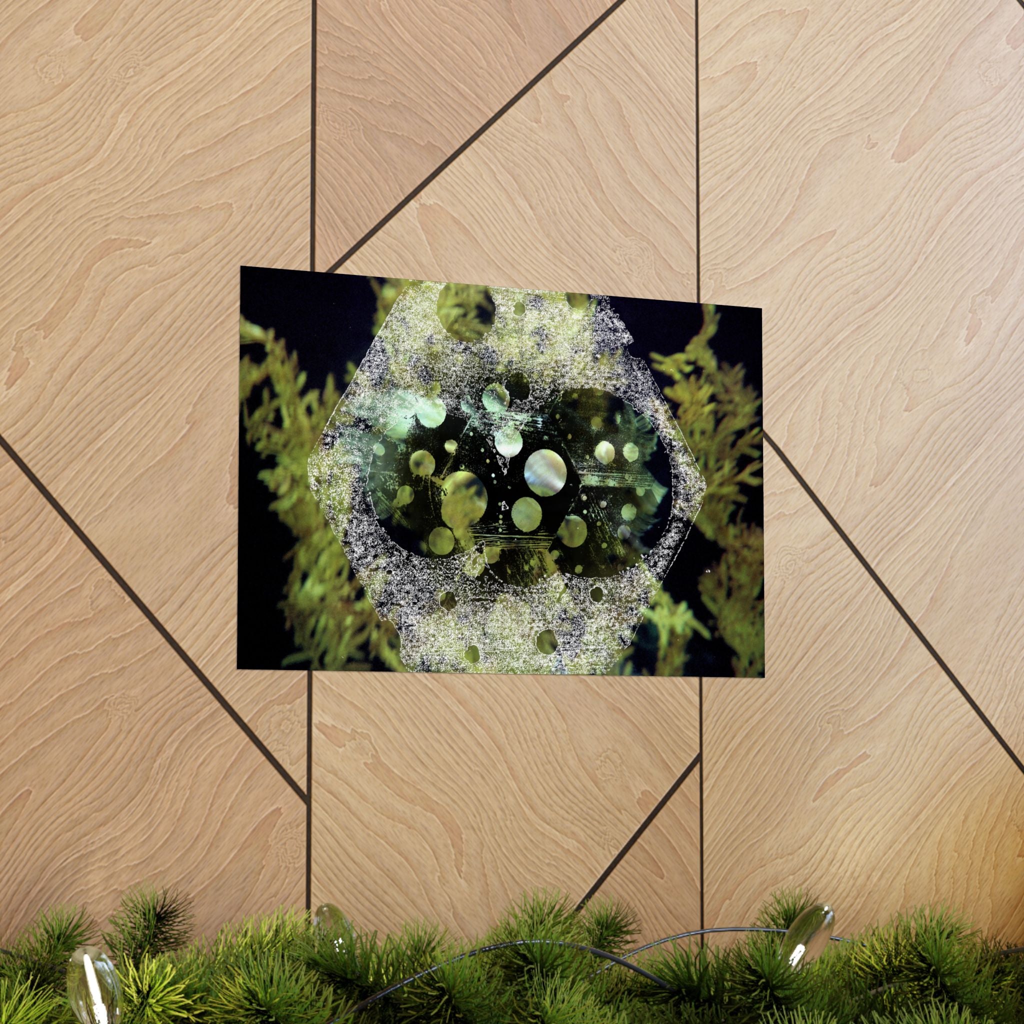 Abstract Green Bubbles Matte Poster — Horizontal Nature-Inspired Wall Art