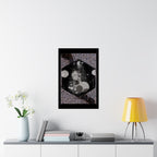Abstract Hexagon Art Poster — Grunge Black & Gray Matte Vertical Print
