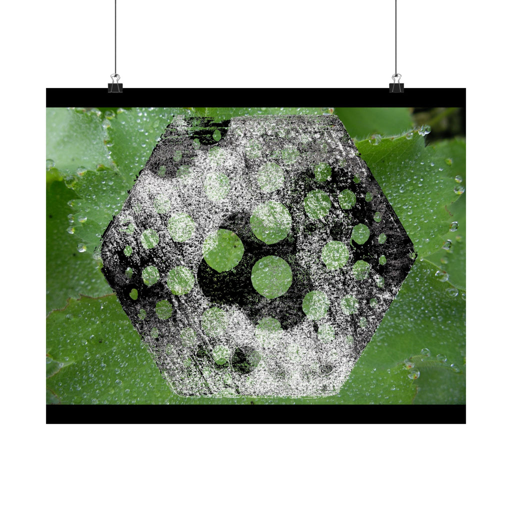 Matte Horizontal Poster — Green Hexagon Botanical Abstract Wall Art