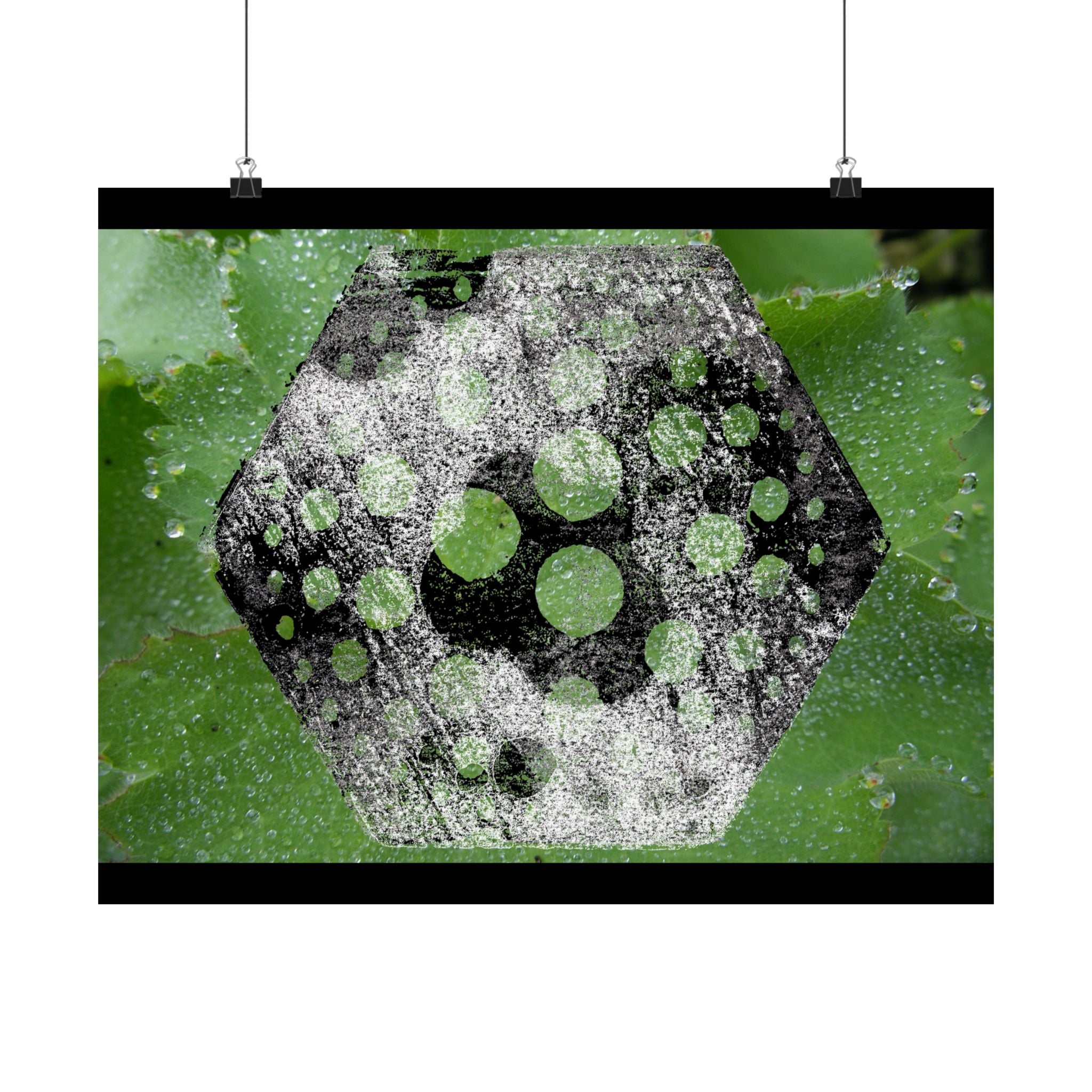 Matte Horizontal Poster — Green Hexagon Botanical Abstract Wall Art