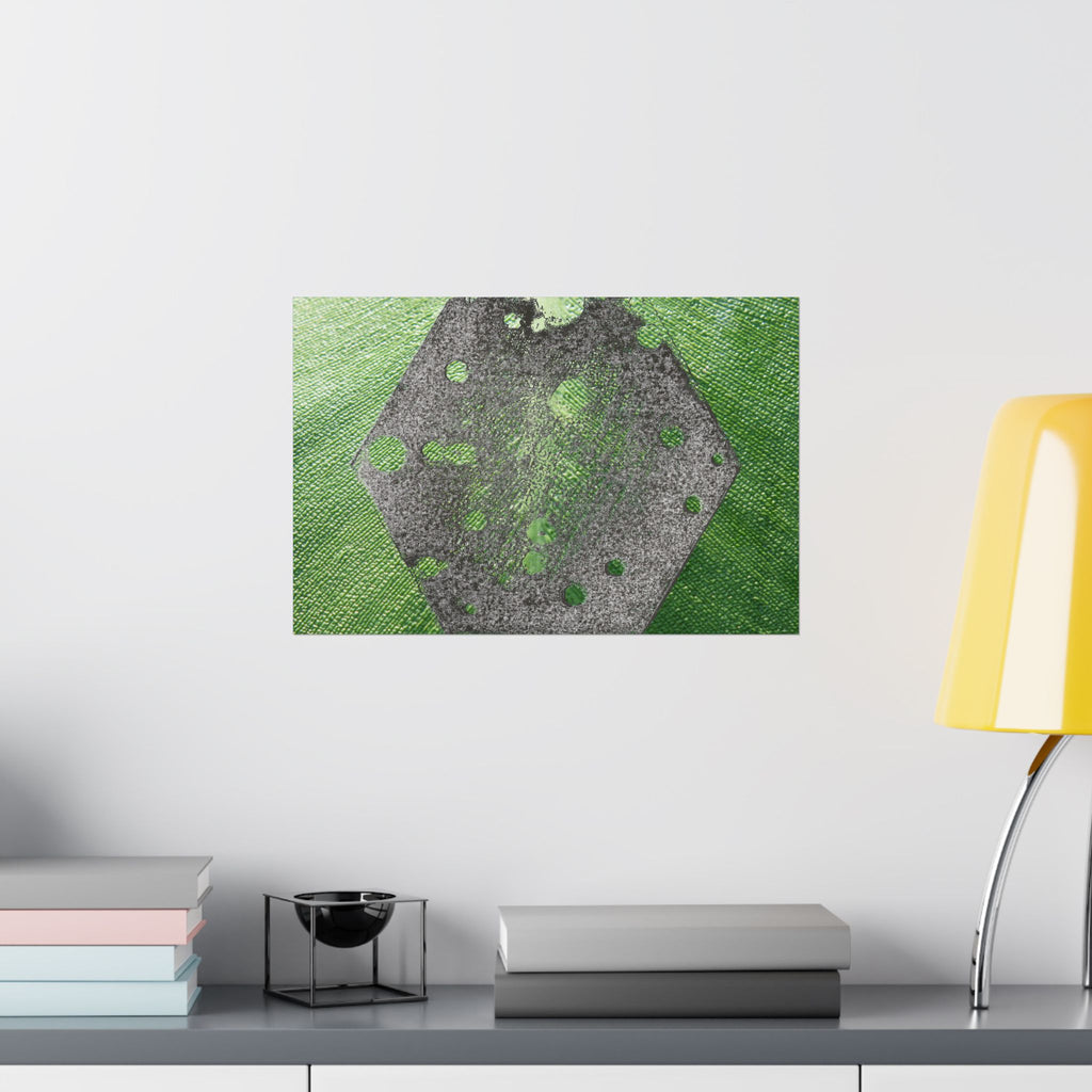 Groene zeshoekige abstracte matte horizontale poster | Geometrische abstracte kunst 