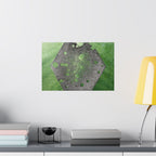 Groene zeshoekige abstracte matte horizontale poster | Geometrische abstracte kunst 