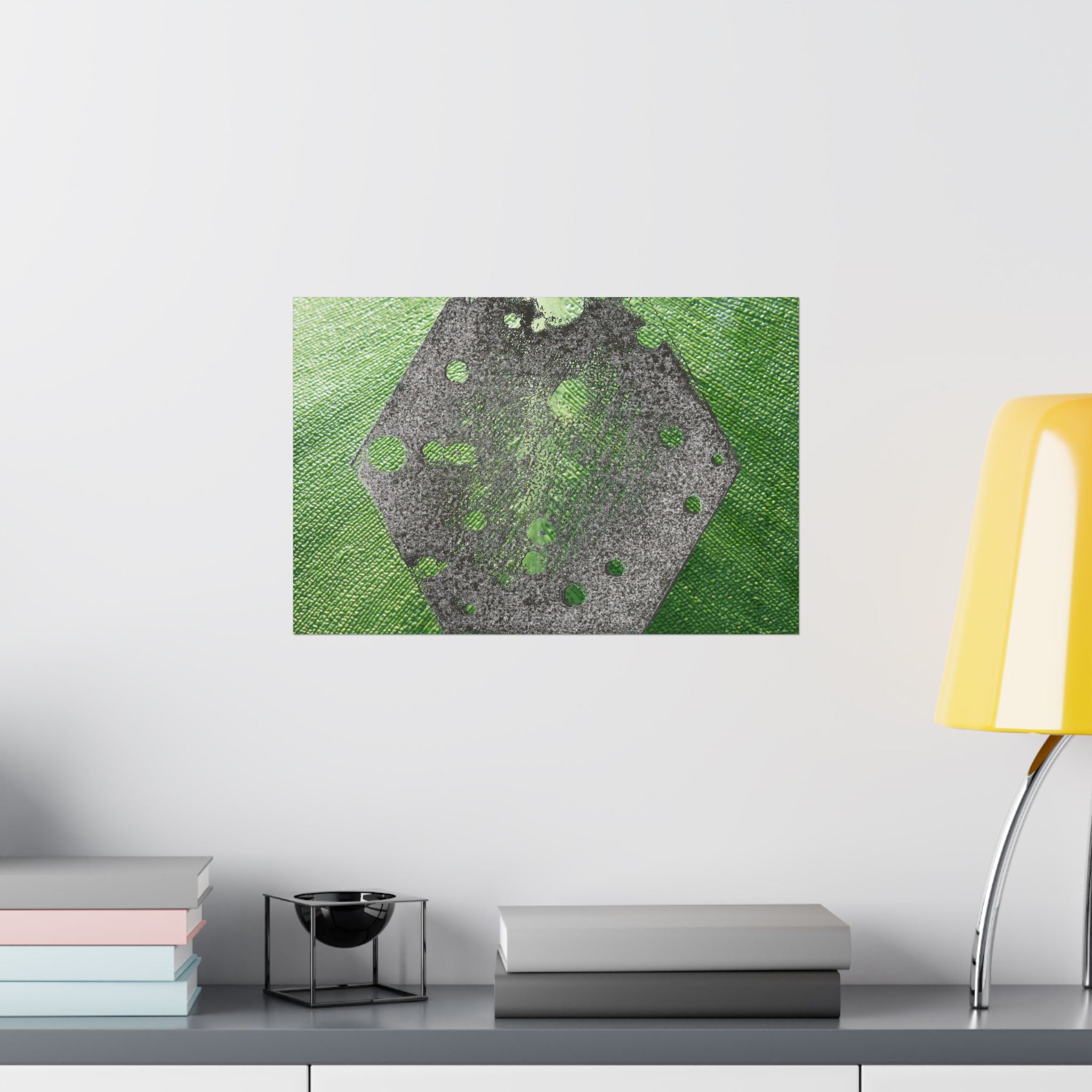 Groene zeshoekige abstracte matte horizontale poster | Geometrische abstracte kunst 
