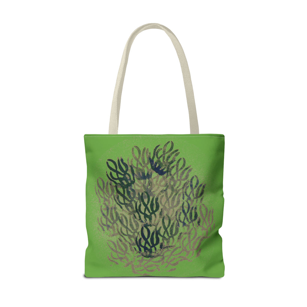 Green Abstract Coral Tote Bag – Ocean-Inspired All-Over Print Tote