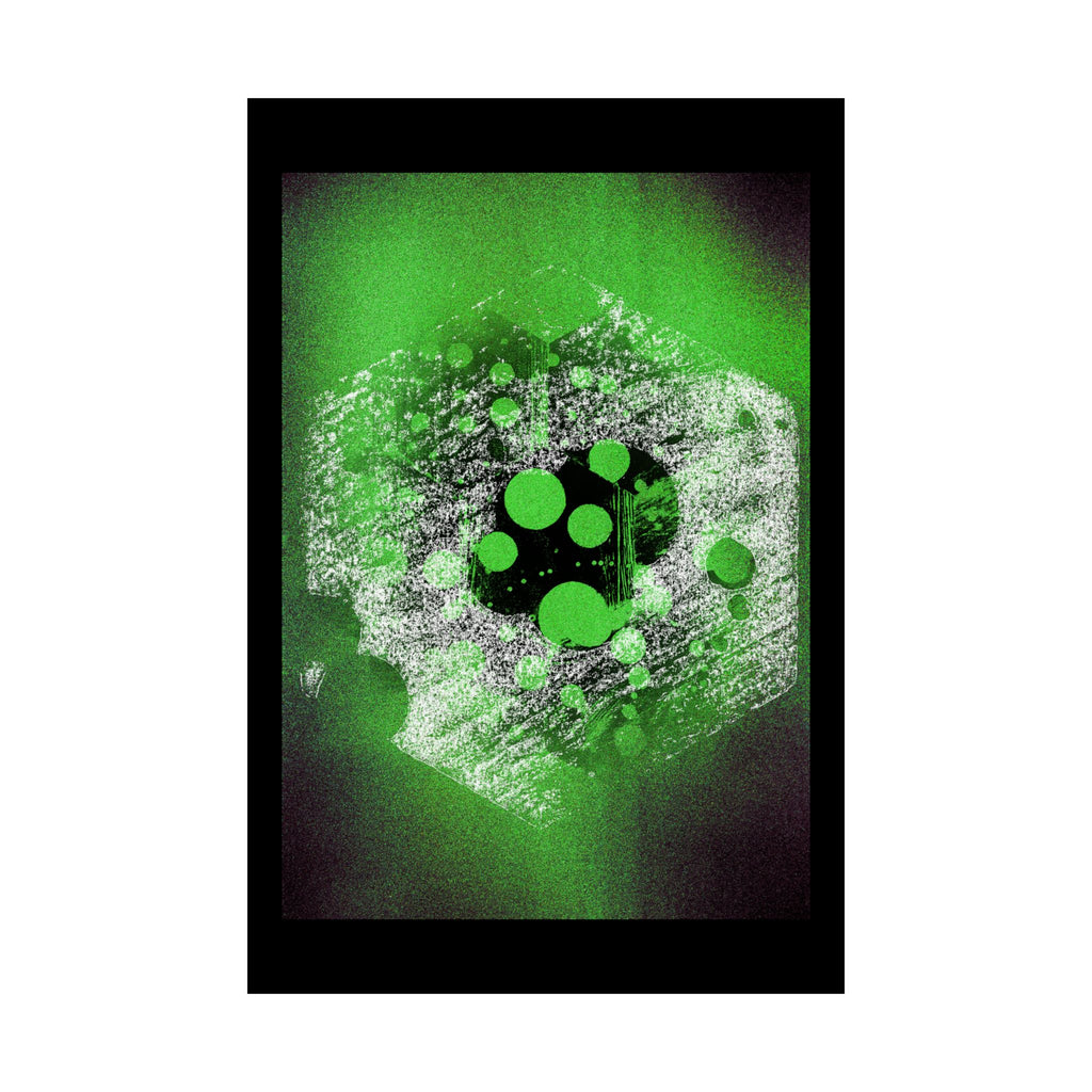Abstracte groene nevel matte poster — Moderne geometrische muurdecoratie 