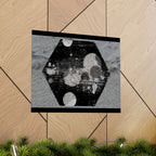 Matte Horizontal Poster — Grunge Hexagon Moonprint (Black & Gray Abstract)