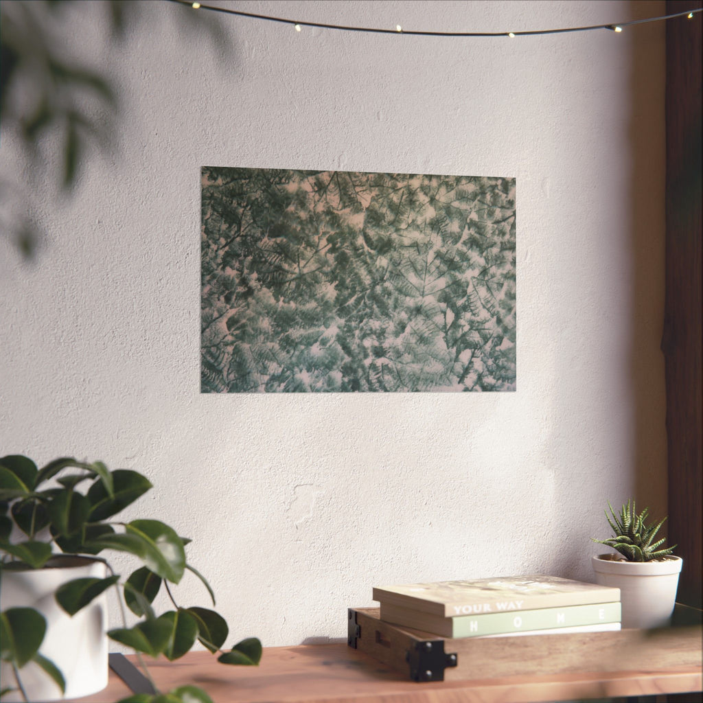 Poster met botanische textuur en matte afwerking — Horizontaal wanddecoratie met groen bladpatroon 