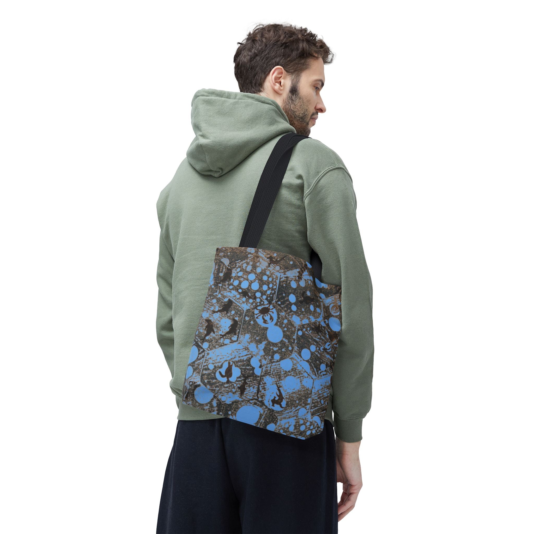 Abstract Blue Splatter Tote Bag - Artistic All-Over Print