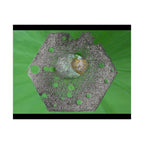Abstracte zeshoekige metalen textuurposter | Matte horizontale poster, groene organische achtergrond 