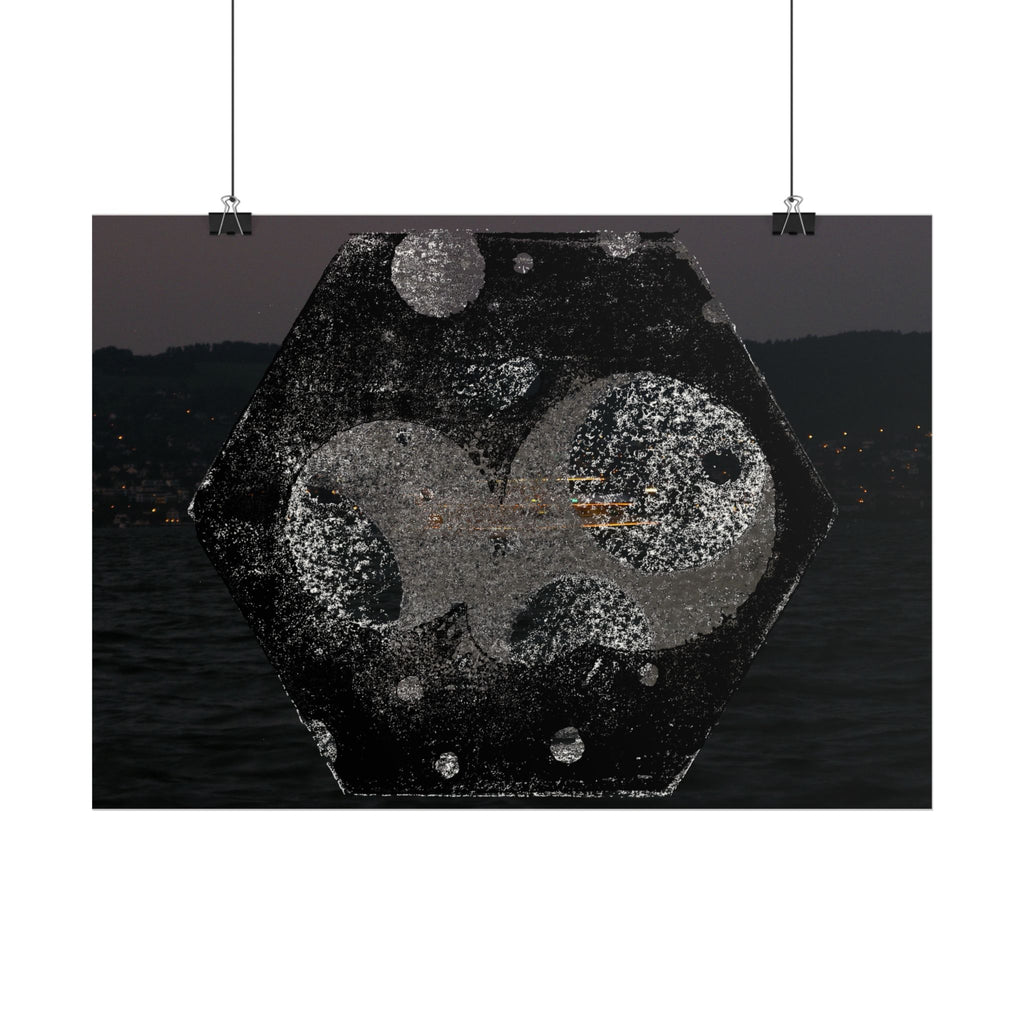 Horizontal Poster — Abstract Cosmic Hexagon Nightscape