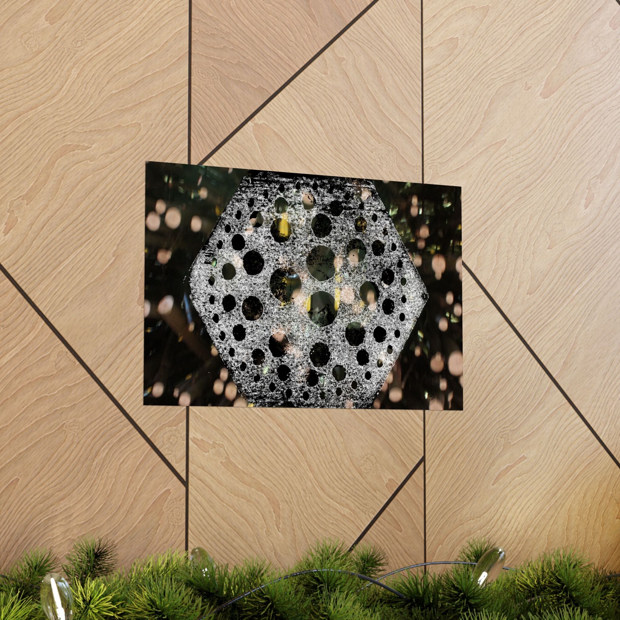 Hexagonal Crystal Bokeh Matte Poster — Abstract Celestial Wall Art