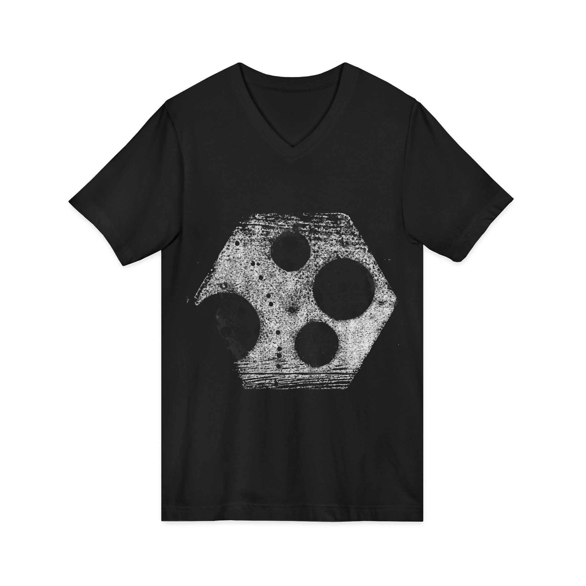 Hex Moon Graphic V-hals T-shirt Design Hex25 — Verweerde Space Cheese Vintage Astronomie V-hals T-shirt 